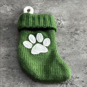 Miniature Green Knit Pet Stocking with Paw Print